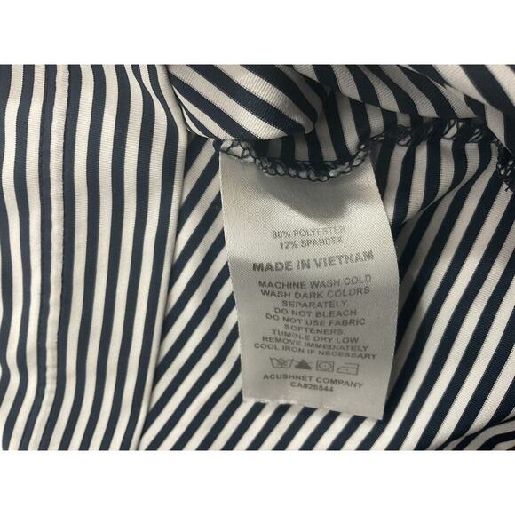 Footjoy FJ Dry Fit Polo Mens Size Large Navy Blue Striped Golf Shirt - Picture 4 of 9